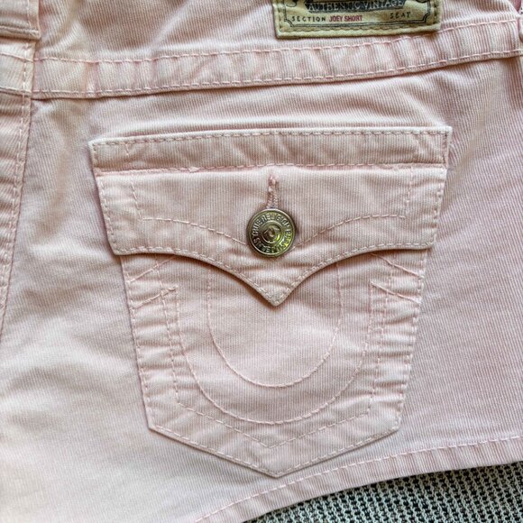 True Religion Pink Joey Low Rise Corduroy Booty Shorts size 27 - Picture 4 of 11